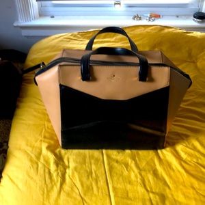 Katie Spade Black and Tan Oversized Handbag